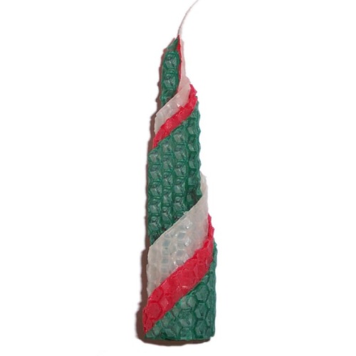 10cm x 2cm Three Colour Spiral Beeswax Candle (4 inches x 7/8 in (image for) 10cm x 2cm Three Colour Spiral Beeswax Candle (4 inches x 7/8 in